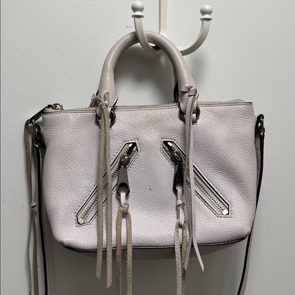 Rebecca Minkoff White Micro Moto Mini Crossbody Satchel Bag